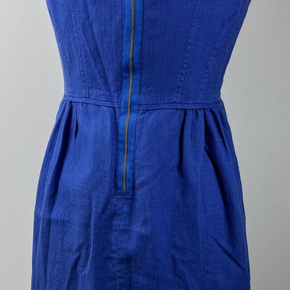 J.Crew Sleeveless Blue Textured Sheath Flare Tank Dress Womens Size 10 - Picture 4 of 7